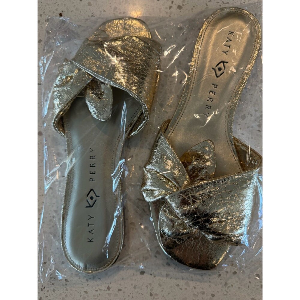 Katy Perry Collections Halie Bow Crinkled Metallic Gold Knot Sandal 7 - Picture 5 of 5